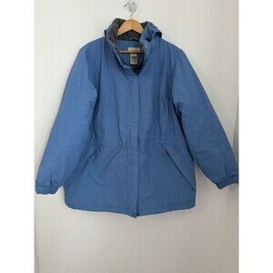 Womens LL Bean Winter Coat Lined Hooded Pockets Outdoor Thinsulate 2X Blue